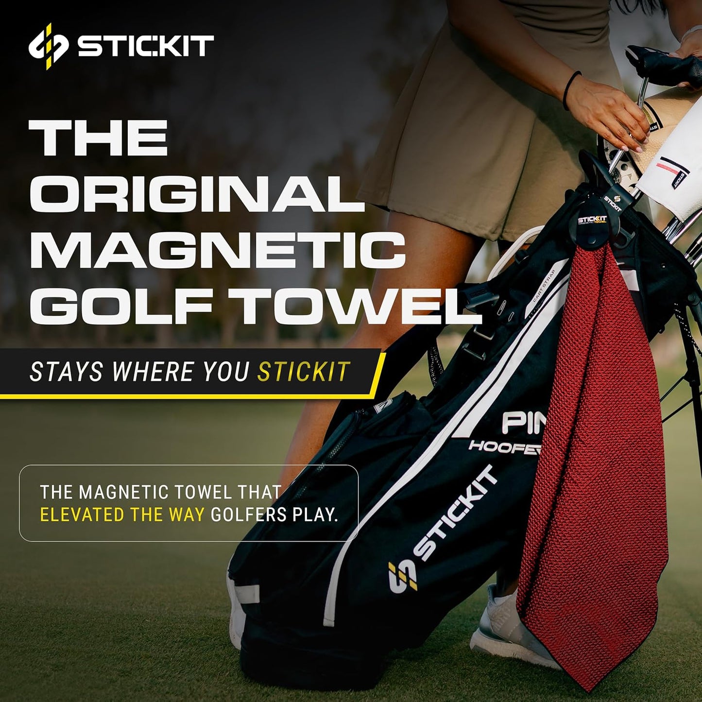 Magnetic Towel, Gray | Top-Tier Microfiber Golf Towel with Deep Waffle Pockets | Industrial Strength Magnet for Strong Hold to Golf Carts or Clubs