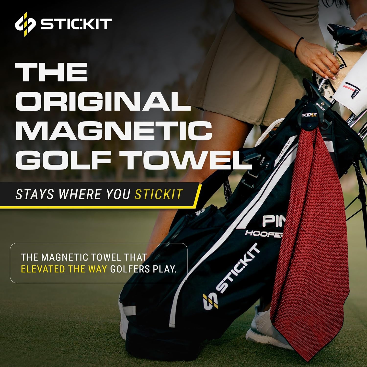 Magnetic Towel, Gray | Top-Tier Microfiber Golf Towel with Deep Waffle Pockets | Industrial Strength Magnet for Strong Hold to Golf Carts or Clubs